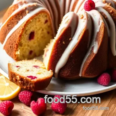 Easy Moist Gluten-Free Bundt Cake with Lemon & Raspberries Recipe Card