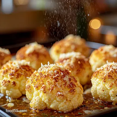 Golden Oven Roasted Cauliflower My Lemon Garlic Parmesan Recipe Card
