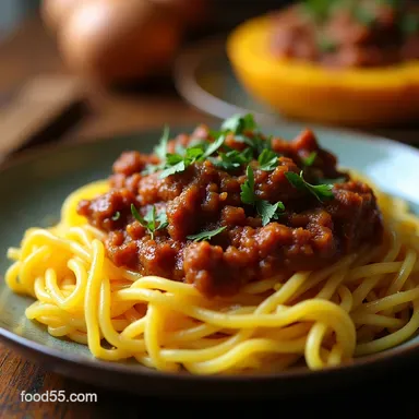 Spaghetti Squash with Meat Ragu Lighter Comfort Food Recipe Card