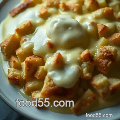 Grandma's Hug: Best Bread Pudding Recipe with Vanilla Custard Recipe Card