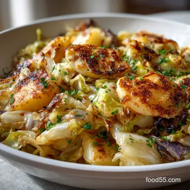 Grandmas Cheap Recipes: One-Pan Cabbage Potato Skillet Recipe Card