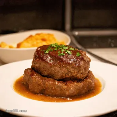 Grandmas Easy Homemade Salisbury Steak Comfort Food Recipe Card