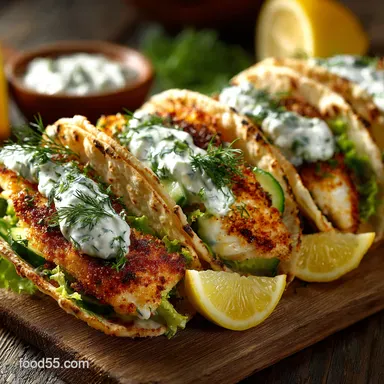 Greek Tzatziki Fish Tacos My GoTo Light Lemony Weeknight Taco Recipe Card