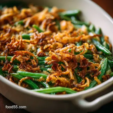 Green Bean Casserole from Scratch: Elevated Recipe with Crispy Shallots Recipe Card
