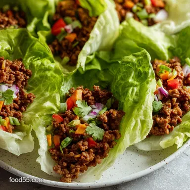 Ground Beef Lettuce Wraps with Cornstarch Slurry Recipe Card