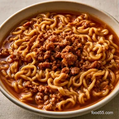 Ground Beef Ramen Soup in 20 Minutes Recipe Card