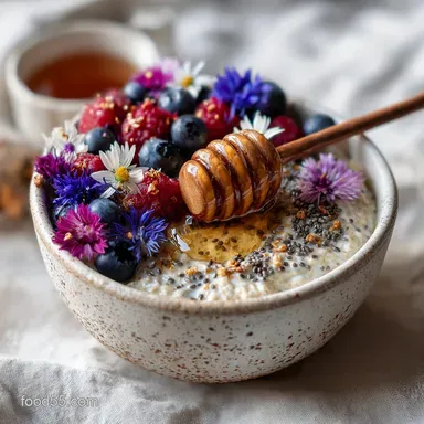 Overnight Oat Idea for Healthy Breakfast with Chia Seeds: Overnight Prep Recipe Card