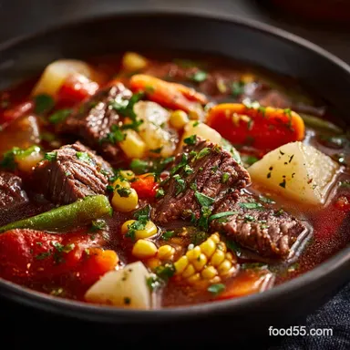 Crockpot Vegetable Beef Soup: Slow-Cooker Comfort Made Easy Recipe Card
