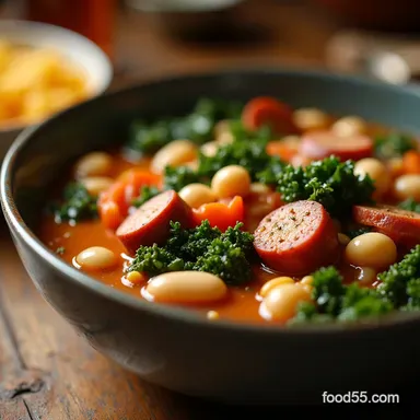 Turkey Sausage Kale and White Bean Soup Recipe Comfort in an Hour Recipe Card