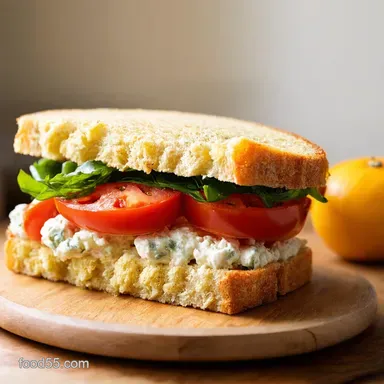 Herb Cottage Cheese Tomato Sandwich My Easy Juicy Summer GoTo Recipe Card