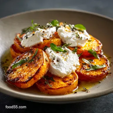 Honey Feta Sweet Potato Rounds Creamy Whipped Feta Side Dish
