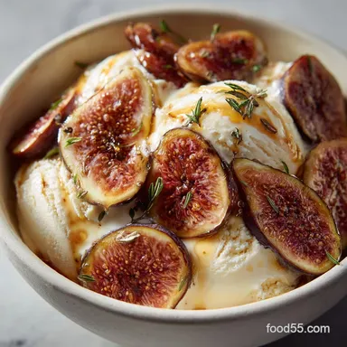 Fig Ice Cream Recipe: Honey-Kissed Roasted Figs Custard Base Recipe Card