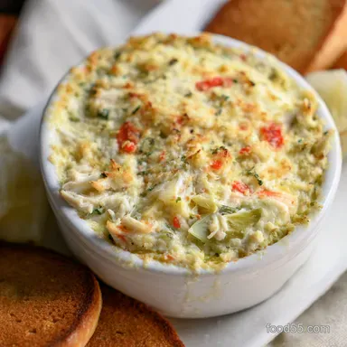 Hot Crab Artichoke Boat Dip Easy Party Appetizer Recipe Card