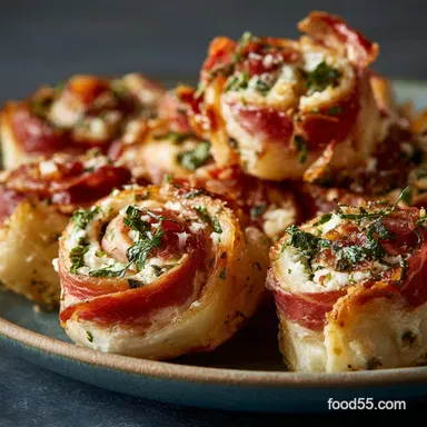 Italian Christmas Appetizers: Flaky Ricotta Prosciutto Pinwheels Recipe Card