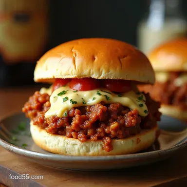 Easy Crock Pot Italian Sloppy Joes with Smoked Mozzarella Recipe Card