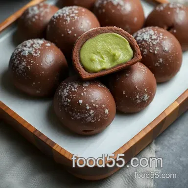 Delicious Japanese Chocolate Mochi with Matcha Filling Recipe Card