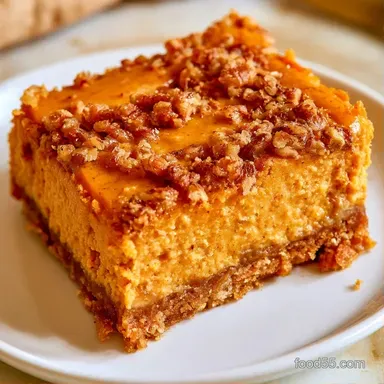 Keto Pumpkin Cheesecake Bars with Pecans Recipe Card