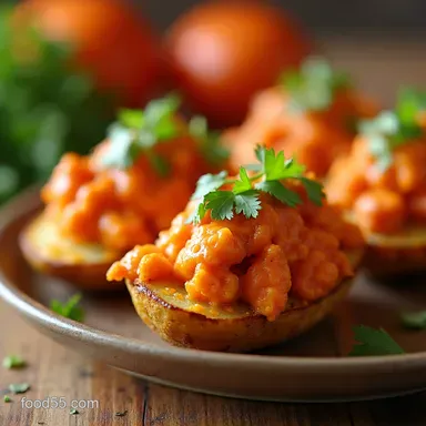 Baked Skinny Buffalo Chicken Potato Skins Recipe Easy Light Recipe Card