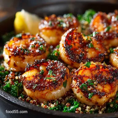 Lemon Chili Shrimp Quinoa Bowl Easy Bright Weeknight Favorite Recipe Card