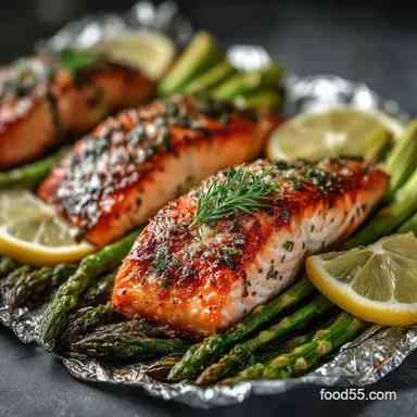 Baked Salmon and Asparagus Foil Packets Recipe 30 Min Recipe Card