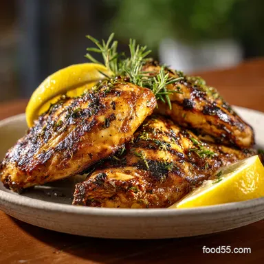 Grilled Chicken Recipe with Lemon and Herbs for 4 Servings Recipe Card