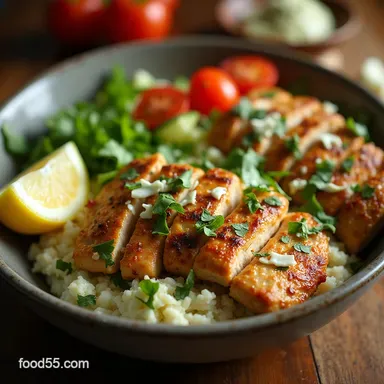 Ultimate Greek LemonHerb Chicken Tzatziki Bowl Recipe Recipe Card