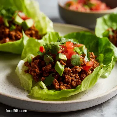 LowCarb Taco Lettuce Wrap with Big Flavor in 20 Minutes Recipe Card