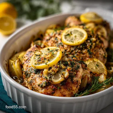 Sodium Restricted Diet Recipe with Lemon and Garlic: Oven-Only Baked Tender Recipe Card
