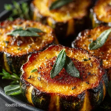 MapleBrown Butter Roasted Acorn Squash Recipe with Crisp Sage