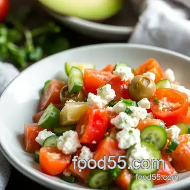 My Grandmother's Mediterranean Cucumber and Tomato Salad: A Fresh Escape! Recipe Card