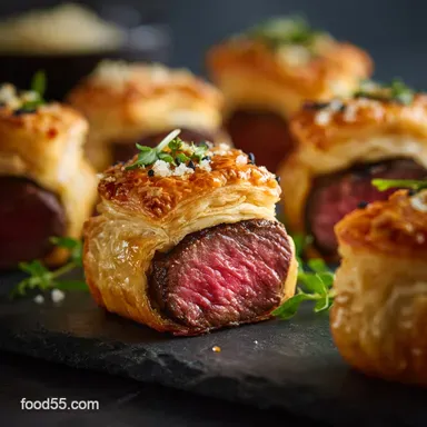 Mini Beef Wellington Bites Elegant Flaky Party Appetizer Recipe Recipe Card