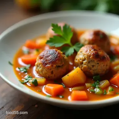 Light Hearty Mini Turkey Meatball Vegetable Soup Recipe