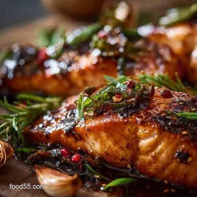 Miso Garlic Butter Salmon Sticky Umami Bomb Recipe Ready in 30 Min Recipe Card