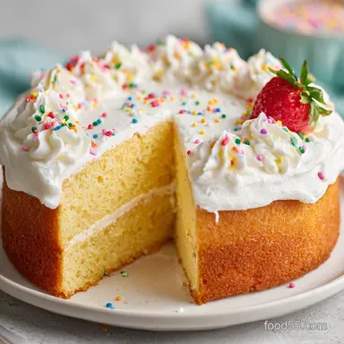 Vanilla Cake with 12 Servings and Tender Fine Crumb Recipe Card