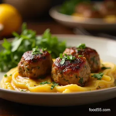Moist Zucchini Beef Meatballs with LemonHerb Glaze Recipe Card