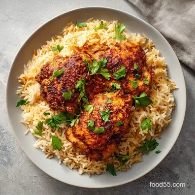 One-Pot Moroccan Chicken Rice Recipe Card