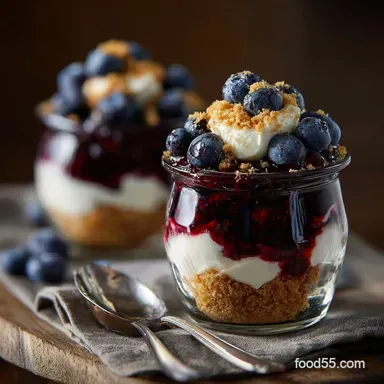 Blueberry Cheesecake Parfaits: Easy, No-Bake Jar Dessert Recipe Recipe Card