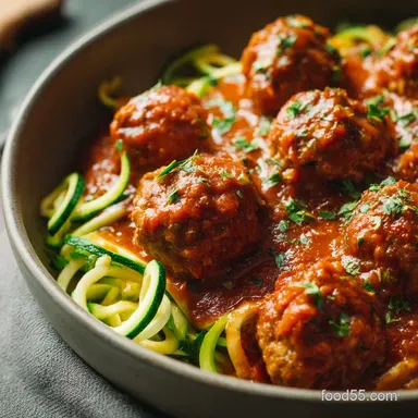 Spot On Zoodles and Meatballs With Slow Cooker Turkey Marinara Recipe Card