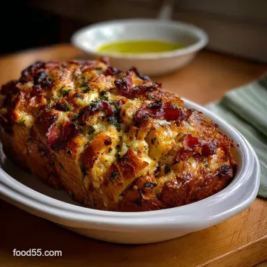 Olive Bacon and Cheese Bread: Molten Interior Recipe Card