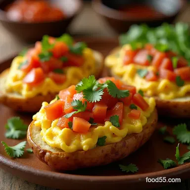 Crispy Western Omelet Breakfast Potato Skins Recipe Recipe Card