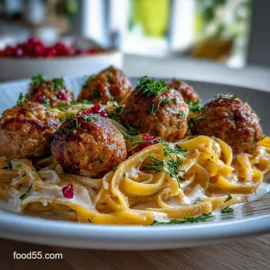 One Pan Swedish Meatballs and Noodles: Velvety Gravy Ready in 45 Min Recipe Card