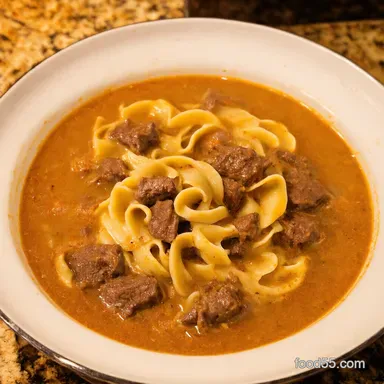 Creamy One Pot Beef Stroganoff Soup Ready in an Hour Recipe Card