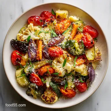The Most Addictive Parmesan Roasted Vegetable Medley YouLl Ever Make: Crispy Baked Side Dish Recipe Card
