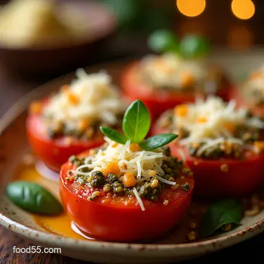 PestoParmesan Baked Tomatoes My Easy Flavorful Weeknight Favorite Recipe Card