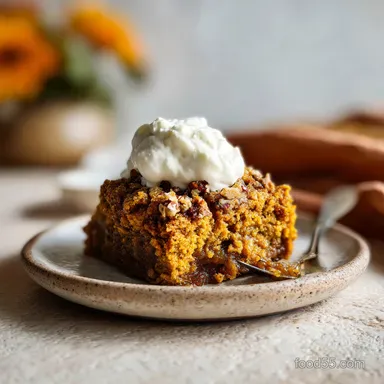 Pumpkin Dump Cake 2 with Spiced Custard and Pecan Crust