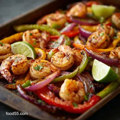 Sheet Pan Shrimp Fajitas Easy Healthy and Ready in 35 Minutes Recipe Card