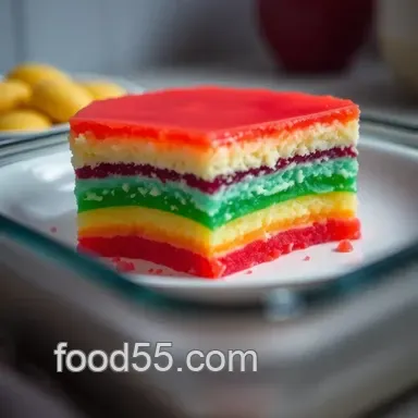 Rainbow Jello Cake Recipe: Nostalgic Fun! Recipe Card