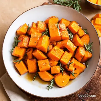 Easy Roasted Butternut Squash with Rosemary MapleHoney Glaze Recipe Card