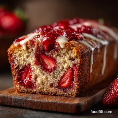 Roasted Strawberry Banana Bread Jammy Swirl Quick Loaf My GoTo Recipe Card