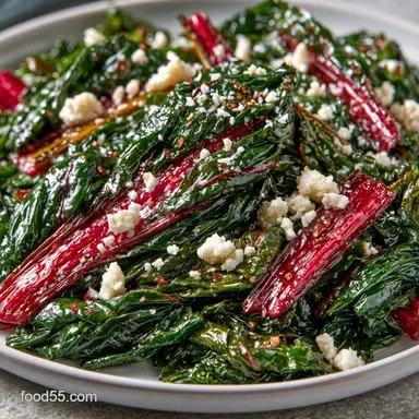 Roasted Swiss Chard with Feta: 4 Servings Recipe Card